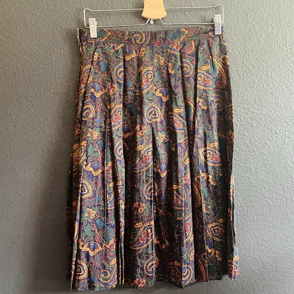 Herman Geist Women's Vintage Paisley Pleated Skirt Size 12 - Picture 4 of 12
